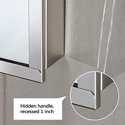 ZTGL Armario de Pared Triangular de Acero Inoxidable, Armario con Espejo de Esquina para Baño, Organizador de Almacenamiento de Medicamentos Multiusos,Left Door