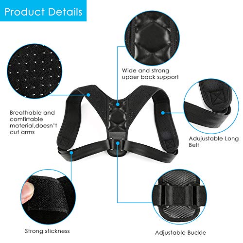 ZUHANGMENG Corrector de postura del hombro hacia atrás, corrector de postura con diseño de doble correa para soporte de clavícula y alivio del dolor (ajustable a todos los tamaños del cuerpo)
