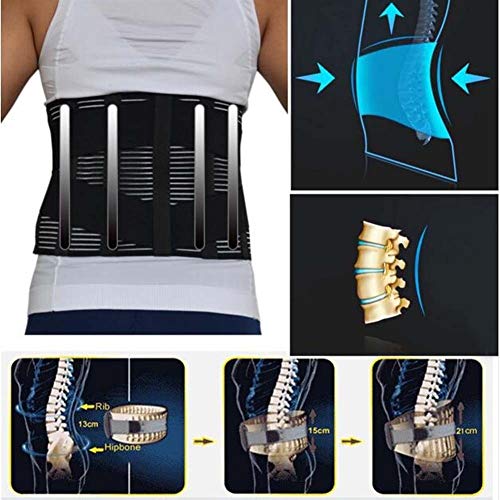 ZWQASP Unisex Lumbar ortopédica corsé Hernia de Disco Brace Fajas Inferior de la Espalda Apoyo de la Ayuda En la Columna Lumbar Volver cinturón de Venta Directa (Color : Black, Size : L)