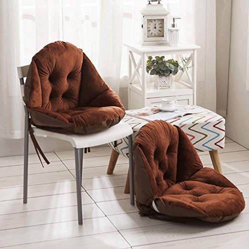 ZXCVBN amortiguar Felpa cojín del Asiento,Gruesa Almohadilla de la Silla con el Respaldo ciática Alivio,Cojín Almohada for el Coche,Silla de Oficina,sillas de Ruedas,Café-45x48cm Interior Exterior