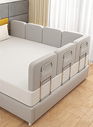 ZXXL Barandillas de la Cama Gris Riel de Cama para Niños Pequeños,Riel de Protección Lateral de Seguridad para El Hogar Ajustable para Cama Individual/Cama Doble,Valla de Cama Apilable Splicable