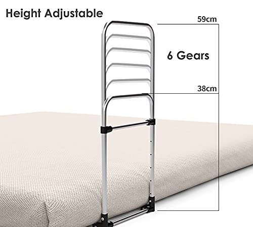 ZXXL Barandillas de la Cama Gris Riel de Cama para Niños Pequeños,Riel de Protección Lateral de Seguridad para El Hogar Ajustable para Cama Individual/Cama Doble,Valla de Cama Apilable Splicable