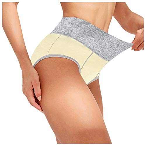 Zylione Pack de 4 calzoncillos para mujer, de un solo color, patchwork, ropa interior fisiológica con cintura alta Multicolor -09. M