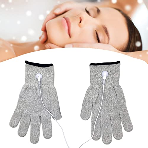Zyxdk 3 Paquetes Fibra Conductora TENS/EMS Electrodo Masaje Facial Microcorriente Guantes para Cara Cuerpo Adelgazante y Reafirmante Aliviar el Dolor (Color : Grey)