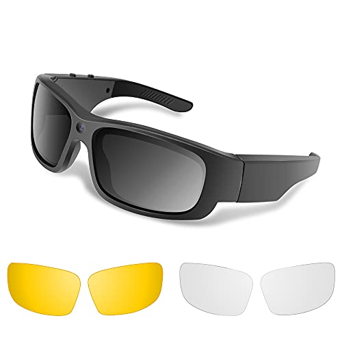 1080P HD Cámara Oculta Gafas de Sol Grabador Video Portátil Cámara Acción con Lentes Polarizadas UV400, Apoyo a la Fotografía, Tarjeta Memoria de 16GB Incorporada