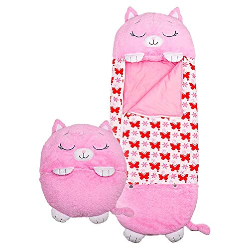 2 en 1 Lindo Saco de Dormir de Animales para Niños Almohada Grande de Anime y Saco de Dormir, Adecuado para Niños de 3 a 6 Años (Rosado)