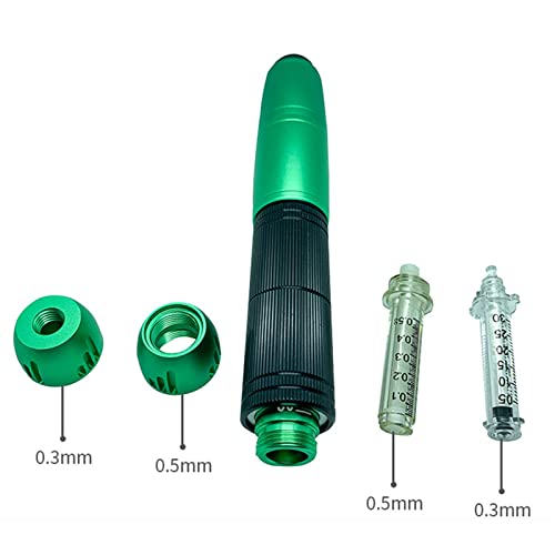 2 en 1 Pluma de Hialurón 0, 3 Ml / 0, 5 Ml Kit de Bolígrafo Hyaluron Convertible, Atomizador de Belleza Sin Aguja Pluma de Eliminación de Arrugas, Ayuda a Reducir las Imperfecciones ( Color : Green )