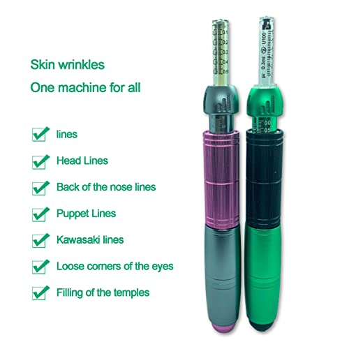 2 en 1 Pluma de Hialurón 0, 3 Ml / 0, 5 Ml Kit de Bolígrafo Hyaluron Convertible, Atomizador de Belleza Sin Aguja Pluma de Eliminación de Arrugas, Ayuda a Reducir las Imperfecciones ( Color : Green )