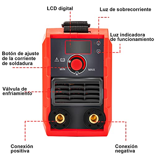 220 V Mini Soldador de arco de Soldador de Arranque en caliente 200 Amperios MMA, Pantalla digital LCD, máquina de Soldadura eléctrica con Soporte de electrodo Pinza trabajo adaptador de alimentación