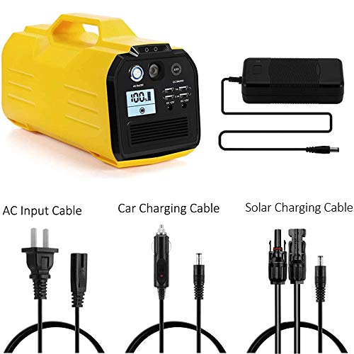 296Wh / 400W Generador Solar Portátil, Batería de Respaldo CPAP, Toma de Corriente alterna de Onda sinusoidal Pura de 220V, 12V DC, Salida USB, para Acampar al Aire Libre Emergencia de Pesca