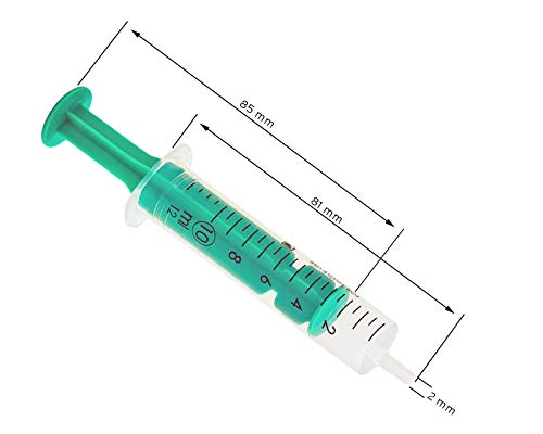 5 jeringas de recambio de 10 ml con aguja sin punta, 2x guantes de vinilo y 4x bastoncillos de celulosa para sabores E-Liquids Hobby y DIY and Office