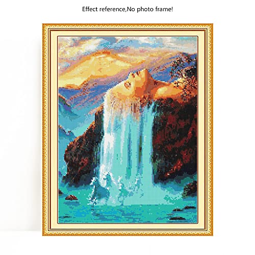 5D DIY diamante bordado cascada diamante pintura paisaje natural completo cuadrado taladro Kit de punto de cruz arte decoración del hogar A17 40x50cm