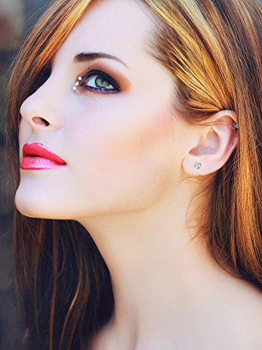6 Pares de Pendiente de Acero Inoxidable 16 Gauge Pernos de Oreja de Zirconia Cúbica con Espalda de Tornillo Plano para Piercing de Nariz de Hélice Cartílago Tragus, 6 Colores