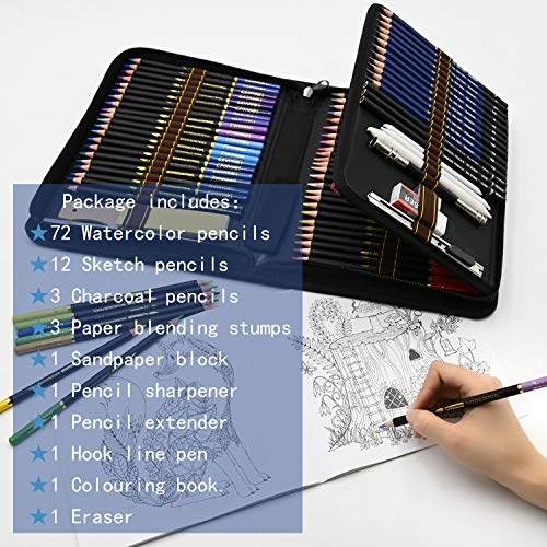 96 Lapices Acuarelables con Lapices de Dibujo Profesionales, Set de Lápices Colores para Colorear, Dibujar y Sombrear, Ideal para Artistas y Adultos