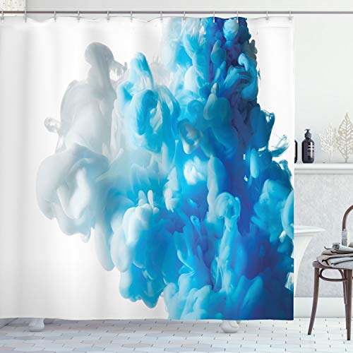 ABAKUHAUS Resumen Cortina de Baño, Resumen de la Nube del Remolino, Material Resistente al Agua Durable Estampa Digital, 175 x 180 cm, Azul Blanco
