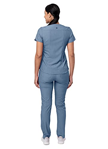 Adar Pro Brezo Uniforme médico para Mujer Casaca con Cuello en V y Pantalones de Yoga - P9100H - Heather Navy - XXS