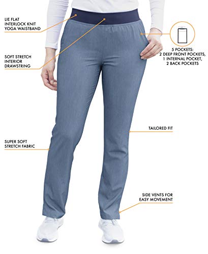 Adar Pro Brezo Uniforme médico para Mujer Casaca con Cuello en V y Pantalones de Yoga - P9100H - Heather Navy - XXS
