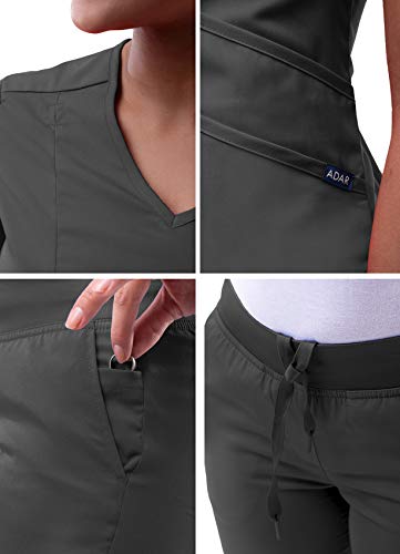 Adar Pro Uniforme médico para Mujer Casaca con Cuello en V y Pantalones de Yoga - P9100 - Pewter - S