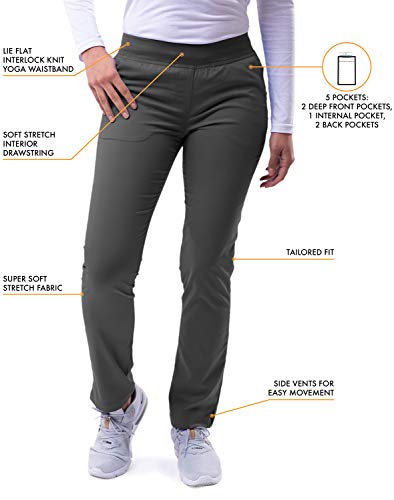 Adar Pro Uniforme médico para Mujer Casaca con Cuello en V y Pantalones de Yoga - P9100 - Pewter - S