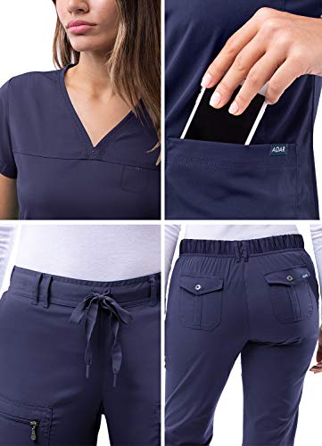 Adar Uniforme médico para Mujer Casaca Cuello en V y Pantalones con cordón - 4402 - Navy - M