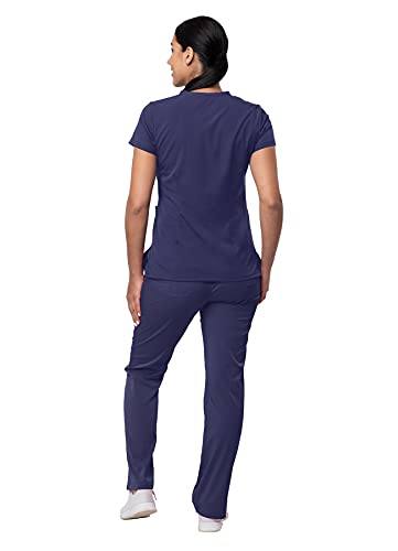 Adar Uniforme médico para Mujer Casaca Cuello en V y Pantalones con cordón - 4402 - Navy - M