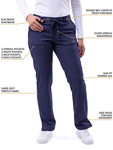 Adar Uniforme médico para Mujer Casaca Cuello en V y Pantalones con cordón - 4402 - Navy - M