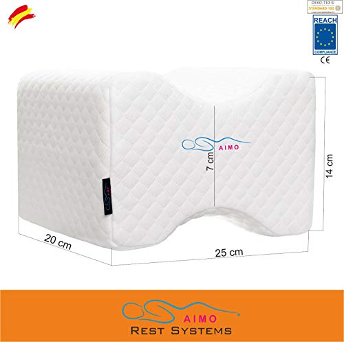 AIMO Spain Almohada cojín para piernas ortopédico de Rodilla. Facilita el Dormir de Lado, Alivia Dolores de Espalda, Caderas, ciática