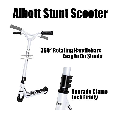 Albott Patinete para Niña Niño y Adultos Patineta de Trucos Freestyle Profesional Aluminio Scooter con 2 Ruedas Barra de Y