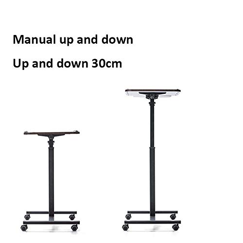Aleación De Aluminio Mesa Oficina Plegable con Tablero De Densidad Marrón,Altura Ajustable, Ruedas Bloqueables,Mesa Auxiliar Sofa para Uso Hospitalario O En El Hogar como Bandeja De Cama, Tablero De