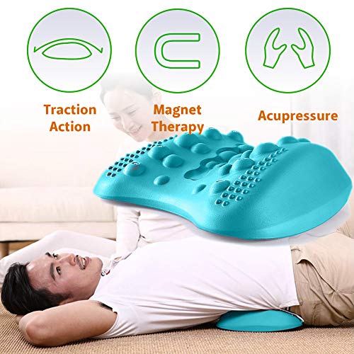 Almohada de masaje Lumber Camilla para la parte inferior de la espalda - Masaje para el tratamiento de alivio del dolor lumbar crónico - Ayuda con la estenosis espinal Ciática Hernia de disco (Azul)