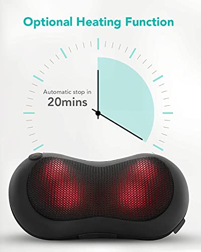 Almohada Masaje Cervical Cojín Masajeador Eléctrica Espalda y Cuello con Calor, para Relajar y Aliviar Dolores Musculares, con Rotación 3D Masaje, en Casa Oficina y Coche Auto