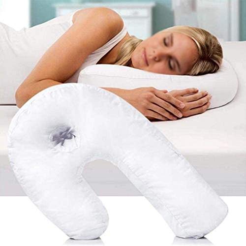 Almohadas De Durmientes Laterales, Almohada De Contorno En Forma De U Para Aliviar La Cubierta De Algodón De Dolor De Cuello Y Cojín Interior Fibra Fija Para El Diseño Del Hogar Y Viajes.,Blanco