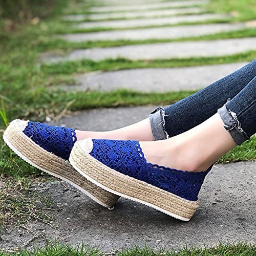 Alpargatas para Mujer, Transpirables, con Cordones, sin Cordones, Zapatos Casuales, Moda, Suela de Cuerda Plana, Mocasines con Plataforma Antideslizantes