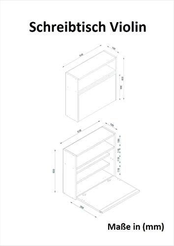 Alphamoebel Mesa de Trabajo, Madera de ingeniería, Blanco, 64 x 60 x 24 cm