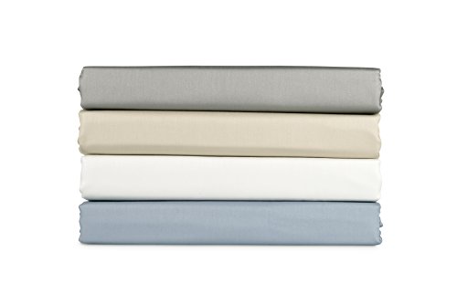 Amazon Basics - Sábana bajera ajustable (algodón satén 400 hilos, antiarrugas) Blanco - 160 x 200 x 30 cm