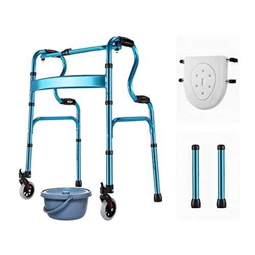 Andador Mayores,Andador para Ancianos Sin Ruedas,Andador Mayores,Andador con Asiento,Plegable Movilidad Ayuda A Caminar,Andador De Bipedestación(Azul) (Color : Blue, Size : 37 * 25 * 21in)