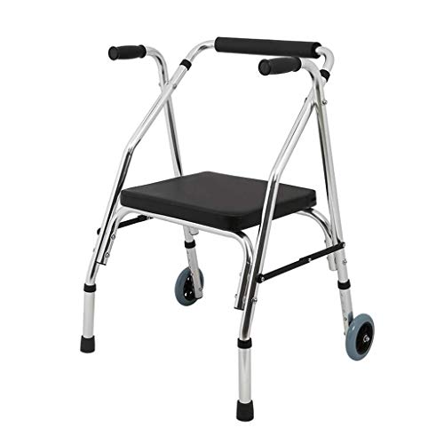 Andador para Ancianos Walker, Andador plegable de aleación de aluminio con rueda delantera direccional y cojín blando, ayuda for caminar for personas mayores, andador discapacitado for la familia y al