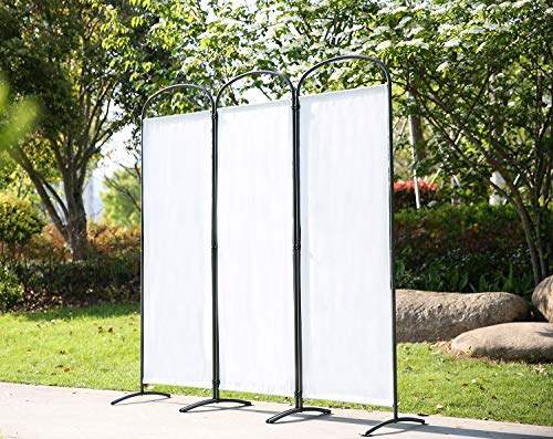 Angel Living Biombo Separador de 3 Paneles con el Techo y la Base de la Forma Curva, Decoración Elegante, Separador de Ambientes Plegable, Divisor de Habitaciones, 168,5 x 185 cm (Blanco)