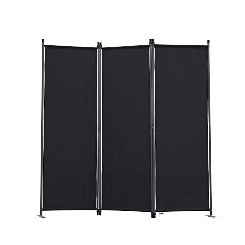 Angel Living Biombo Separador de 3 Paneles, Decoración Elegante, Separador de Ambientes Plegable, Divisor de Habitaciones, 169X165 cm (Negro)
