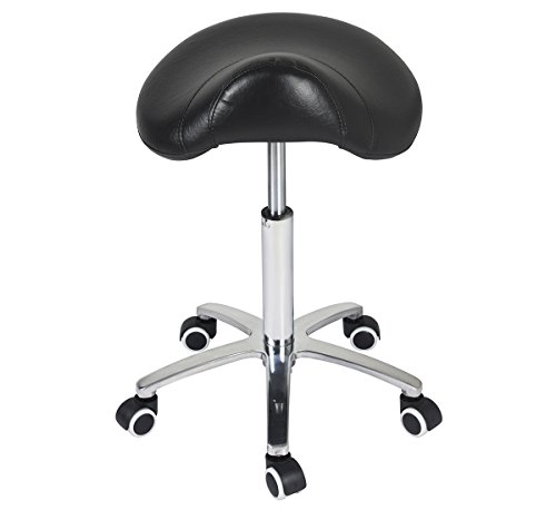 Antlu Ergonomico Taburete Ajustable Trabajo Taburete con Ruedas para peluqueria Cocina de la Oficina salón de Belleza, Silla giratoria heces (Negro)