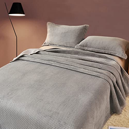 APAPA Manta de Franela de Lana de Coral，Súper Suaves Esponjosas para El Sofá Cama Colcha de Microfibra,tamaño Doble/Matrimonio 2 Fundas de Almohada para-Grey||90 * 200cm