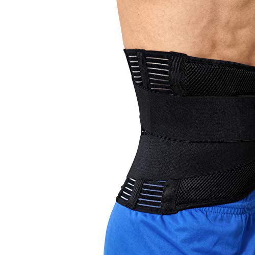 Apoyo lumbar con fuertes tirantes de doble banda, Faja para la Cintura / Espalda / Zona lumbar - Marca Neotech Care - Color Carbón - Talla XL