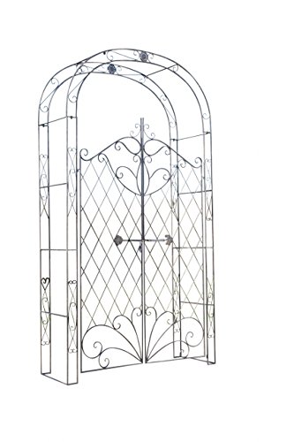 Arco De Jardín con Puerta Melissa I Enrejado con 2 Puerta para Plantas Trepadoras I Entrada Jardín En Forma De Arco para Flores I Color:, Color:Bronce
