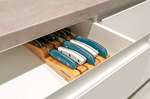 Arcos Tacos, Taco Cajonera Organizador cuchillos ARCOS para cajón de hasta 25 cm, Hecho de Bambú, Tamaño 39x432x139 mm, Color Marrón
