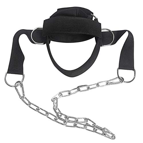 Arnés para la cabeza ajustable Arnés para cuello de buceo con cadena, arnés para el cuello, cinturón para entrenamiento de fuerza, levantamiento de pesas, entrenamiento de resistencia (negro)
