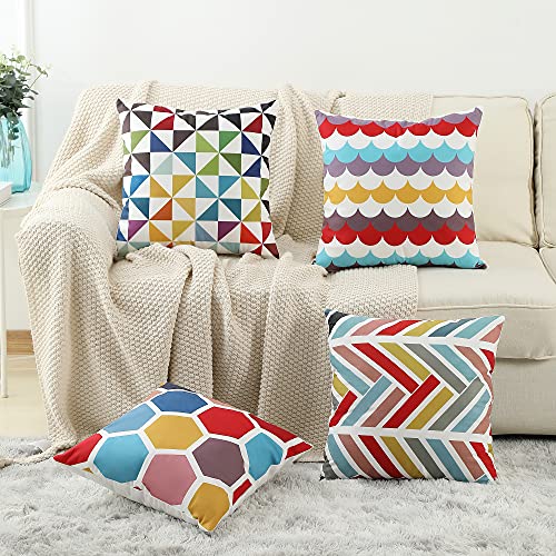 ARNTY Fundas de Cojines 45x45cm, 4 Fundas Cojines Decorativos para Sofa Terciopelo Sencillo y Decorativo Cojines Hojas para Sofá Camas Dormitorio Coche (Geométrico, Terciopelo)