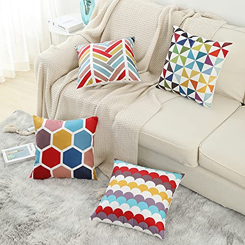 ARNTY Fundas de Cojines 45x45cm, 4 Fundas Cojines Decorativos para Sofa Terciopelo Sencillo y Decorativo Cojines Hojas para Sofá Camas Dormitorio Coche (Geométrico, Terciopelo)