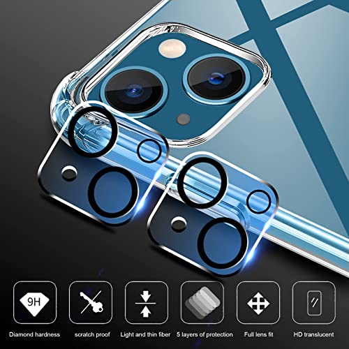 AROYI Funda Compatible con iPhone 13 Mini, 2 Pack Cristal Templado y 2 Pack Lente de cámara - Clear