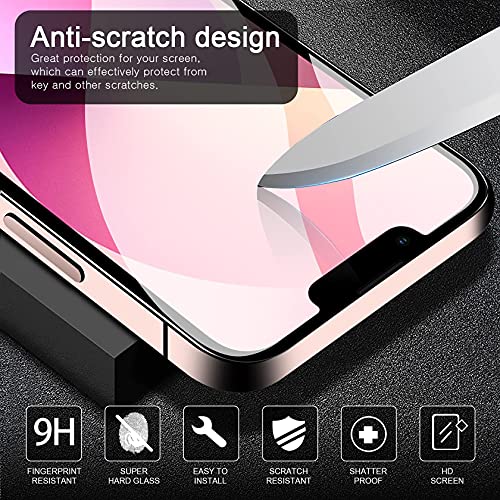 AROYI Funda Compatible mit iPhone 13, 2 Pack Cristal Templado y 2 Pack Lente de cámara - Clear