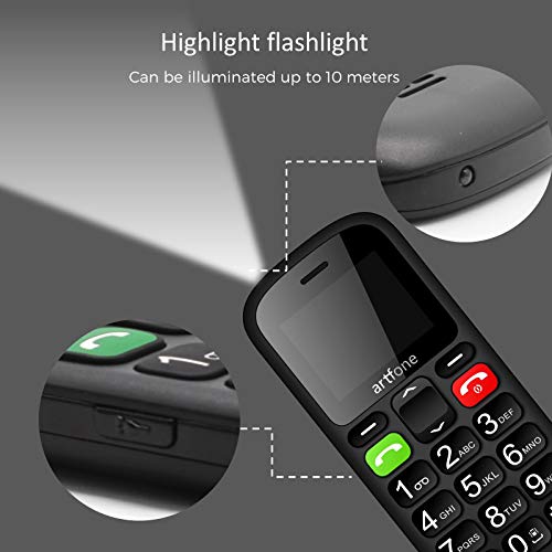 Artfone Teléfonos móvil para Gente Mayores, Móvil Teclas Grandes con cámara Grandes teléfono móvil para Personas Mayores con botón SOS
